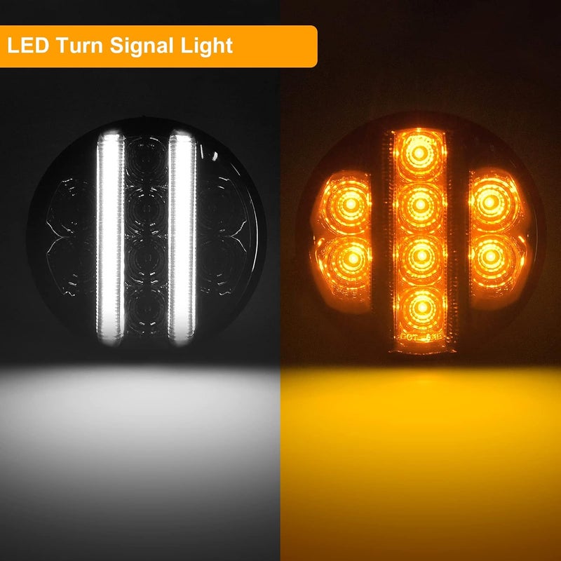 Aexploer for JK Front Turn Signal LED Lights Running Lamps Compatible with Wrangler JK JKU 2007-2018,White Vertical LED Bar as Daytime Running Lights,Amber Yellow LED as Turn Signal(Smoked Lens) - Image 2